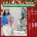 Shinymoon 72 Pcs Silver Pink Christmas Tree Picks and Sprays Decorations 17'' 12'' 8.6'' Artificial Glitter Christmas Flower Berry Branches Stems for Xmas Tree Wreath Vase Filler Holiday Decor