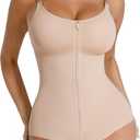 FeelinGirl Fajas Colombianas Shapewear for Women Tummy Control Full Body Shaper Tummy Tuck Compression Garment with Zipper (X-Large, Beige)