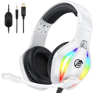 Fachixy FC100 Gaming Headset with Microphone for PS4, PS5, Switch, Xbox, PC, Mac, Gamer Headset with RGB Light, Computer Headphones with Mic