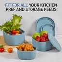 ISSEVE 12Pcs/Set Nesting Silicone Food Storage Containers with Lids, BPA Free Reusable Meal Prep Silicone Containers Airtight, Freezer Dishwasher Safe (33.8oz, 20oz, 10oz, 6.7oz, 1.3oz) (Blue)