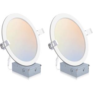 2 Pack Recessed Lighting 8 Inch with Junction Box, 5CCT 8 Inch LED Recessed Lights Dimmable 2700K/3000K/4000K/5000K/6000K, 18W 1400lm Ultra Thin Recessed Lighting - ETL and Energy Star Certified