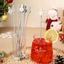 10 Pcs Winter Snowman Drink Stirrers Stainless Steel Christmas Coffee Stirrers Metal Reusable Swizzle Sticks Snowman Cocktail Stir Stick Chocolate Hot Cocoa Supplies for Winter Party Decor