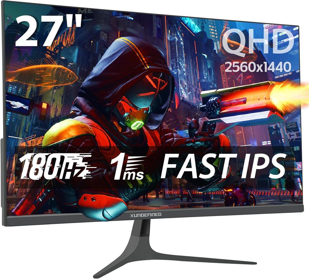 27 inch 1440P Gaming Monitor, 180Hz/144Hz Fast IPS 2K Computer Monitor with Speaker, Free-Sync & G-SYNC, 125% sRGB, HDR10, HDMI x2, DisplayPort x2, Compatible with Switch/Xbox/PS5, VESA Mountable