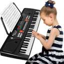 M SANMERSEN Piano for Kids with Microphone, Keyboard Piano for Beginners Electronic Keyboard 61 Keys with Dual Speakers/LED Display/AUX-in Jack/Music Stand Piano Toys for Boys Girls Ages 3-12 (24.8*7.8*2.4inch)