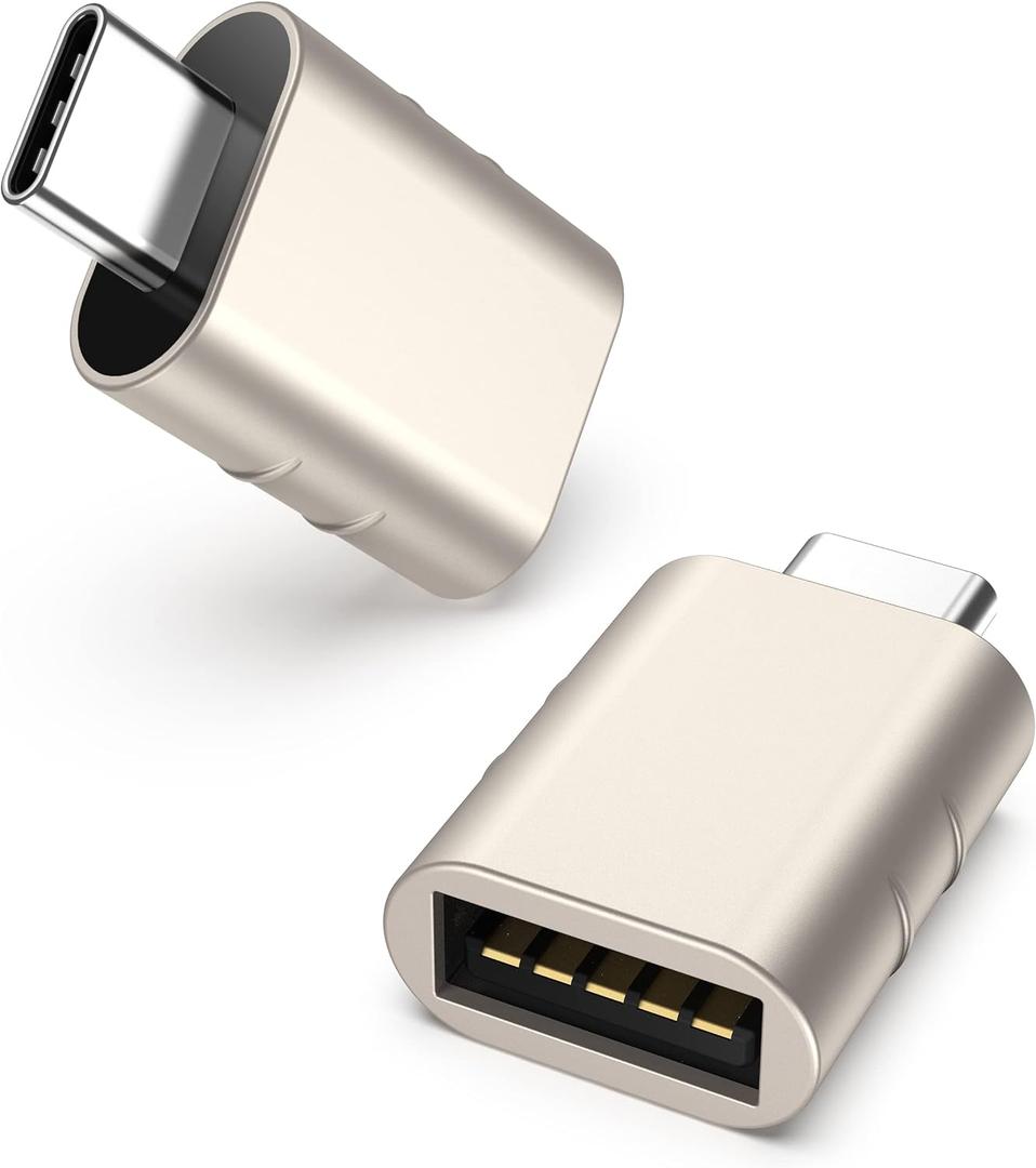 Syntech USB C to USB Adapter Pack of 2 USB C Male to USB3 Female Adapter Compatible with iPhone 17 Pro Max MacBook Pro Air 2024 iMac iPad mini Pro, Other Type C or Thunderbolt 4/3 Devices, Starlight