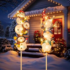 Tryme Solar Christmas Lights - Snowman Solar Lights Outdoor Gnome & Snowman Decorations, Garden Gifts for Yard, Lawn, Patio (white)