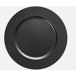 13" Hammered Charger Plates, Black Elegant Dinner Plate Chargers Set of 6, Round Server Ware for Wedding Party Decoration