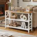 Hombazzar 3-Tier Sofa Table,Consoles Table for Entryway,White & Brown 47", 47IN