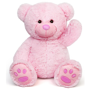 LotFancy Teddy Bear Stuffed Animals, 20 inch Pink Stuffed Bear, Cute Plush Toy with Footprints, Gift for Kids Baby Toddlers on Baby Shower, Easter Decoration