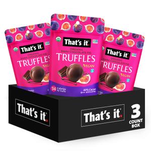 That's it Organic Dark Chocolate & Fig Truffles. 100% Plant-Based, Vegan, Gluten-Free, All Natural, BBD: 12/23/2027 (3 Pack)