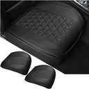2PCS Leather Car Seat Cover, Vehicle Front Bottom Seat Protector Pad, Full Surrounded Waterproof Auto Seat Protective Cushion with Storage Pocket, Universal for SUV, Truck, SedanBlack