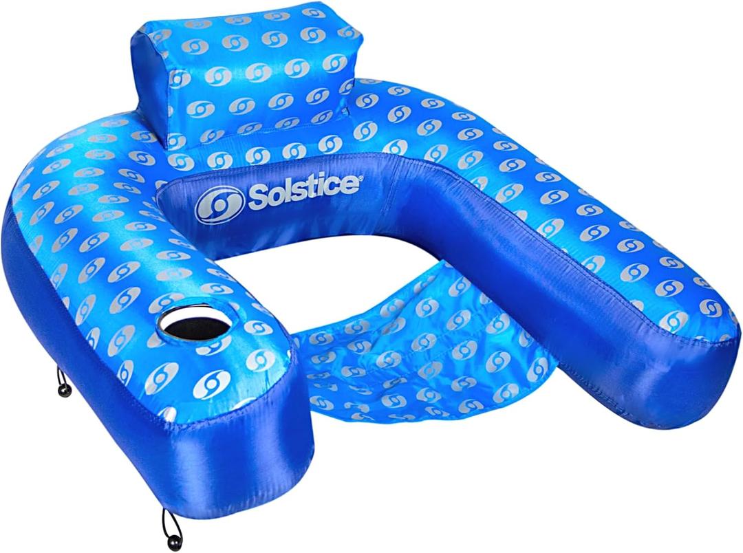 SWIMLINE SOLSTICE Extra-Large Fabric Covered U-Seat Pool Float U-Seat Lounger Raft For Adults & Kids I Comfortable Sling Seat, Back Rest, Cup Holder, & Quick-Dry Cover For Adult Or Kid Floating