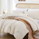 ROSGONIA Alaskan King Comforter 136x120, Beige, 1 Extra Large King Size Comforter Oversized & 2 Pillowcases, Lightweight Warm Bedding Set Quilt