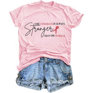 Breast Cancer Awareness Shirt for Women Pink Ribbon T Shirt Heart Graphic Hope Tee Tops (Pink, S)