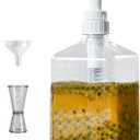 Large Capacity Syrup Dispenser for Coffee Bar, Pump Dispenser 54oz 1600ml PET Syrup Bottle w Measuring Cup and Funnel, Dispenser Bottle w Upgraded Pump (10cc Thicker PET)