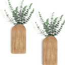 Dahey Wood Wall Planter Vase with Artificial Eucalyptus, 2 Pack Hanging Planter for Indoor Fake Plants Modern Boho Farmhouse Wall Art Decor for Bathroom Bedroom Kitchen Office Home Decoration, Natural (Nurtal)