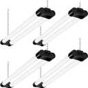 hykolity 4 Pack Linkable LED Shop Light for Garage, 2FT 22W Utility Light Fixture, 2500lm, 5000K Daylight LED Workbench Lighting with Power Cord, Hanging or Flush Mount, Black - ETL