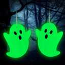 WinnerWhy 2 Pcs Halloween Ghost Glow in The Dark Decorations Spooky Ghost Hanging Decor for Halloween Outdoor Window Wall Door Garden Lawn Patio Stage Prop Yard Hanging Supplies