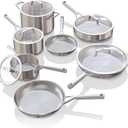 Ninja EverClad Stainless Steel Cookware 12 Piece Pots & Pans Set, All Stovetops & Induction, Oven Safe to 600F, Tri-Ply Commercial-Grade, C99012