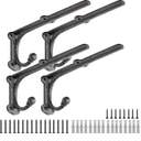 Rustic Floating Shelf Bracket 8 Inch, Cast Iron Shelf Brackets for Wall Shelving, Heavy Duty Shelf Bracket Supports, Decorative Shelves Brackets with Hooks, 4 Pack