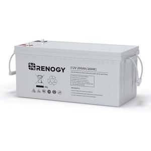 Renogy Deep Cycle AGM Battery 12 Volt 200Ah, 3% Self-Discharge Rate, 2000A Max Discharge Current, Safe Charge Most Home Appliances for RV, Camping, Cabin, Marine and Off-Grid System, Maintenance-Free