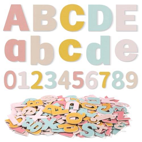 Breling 310 Pieces Felt Letter Bulletin Board Letters Sticker with Number 2" Bulk Self Adhesive ABC Upper Lowercase Sticky Letter for Xmas Gift Bulletin Board Classroom(Boho Color)