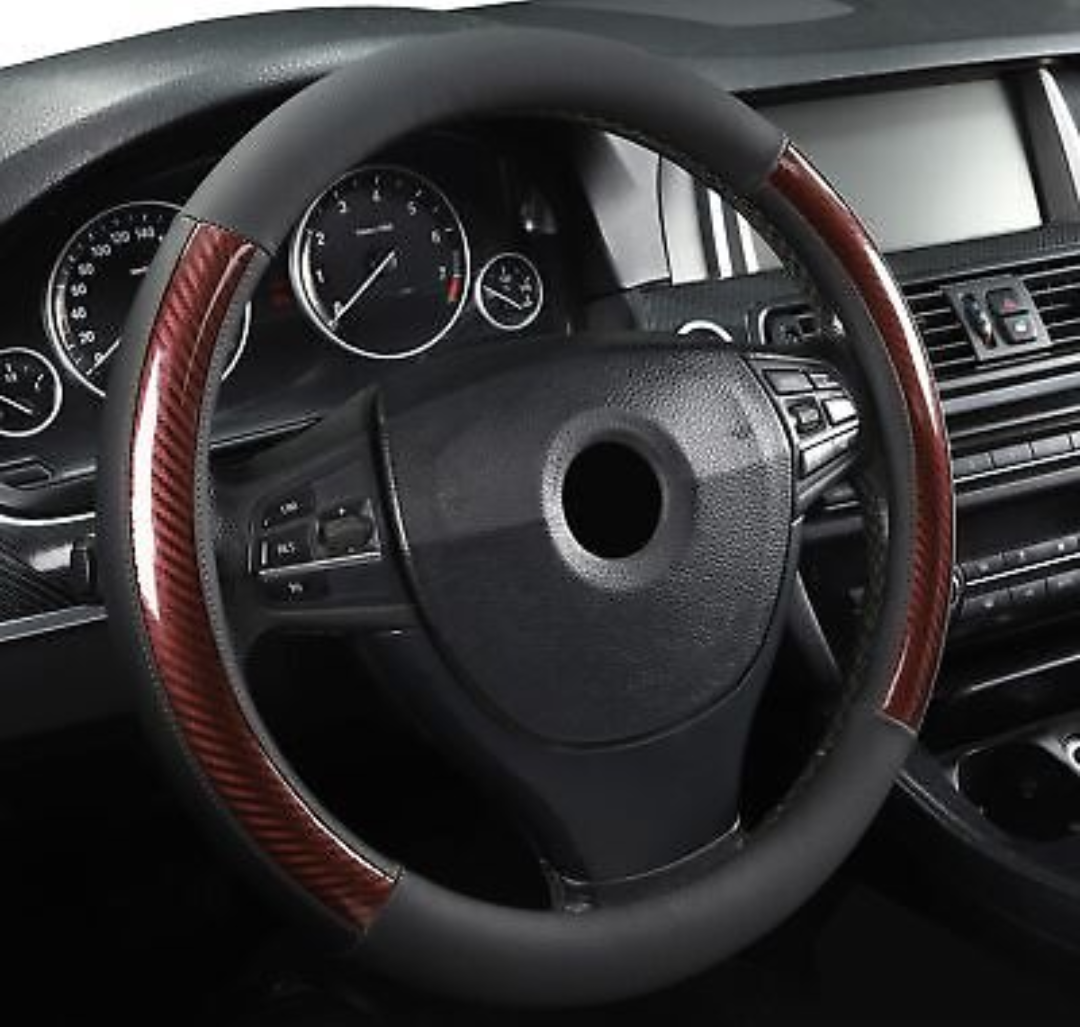 Microfiber Leather 15" Universal Fit Car Steering Wheel Cover Elastic Nonslip