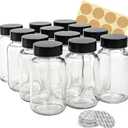 Kingrol 12 Pack 4 oz Glass Ginger Shot Bottles with Caps, Leak-Proof, Reusable Wellness Juice Bottles, Small Glass Jars for Travel, Beverages, Spices & DIY