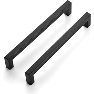 Ravinte 20 Pack 7-1/2 Inch Kitchen Square Cabinet Handles Matte Black Pulls Black Drawer Pulls Kitchen Cabinet Hardware for Cupboard Drawer Handles