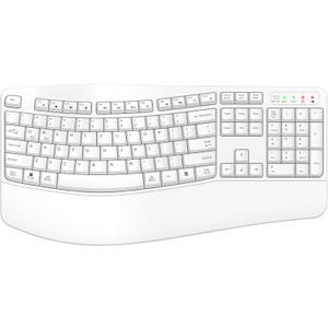 Ergonomic Wireless Keyboard with Wrist Rest, Wave Keys, Comfortable Natural Typing, 2.4GHz Full Size Ergo Wireless Computer Keyboard for Multi-OS, Windows, Mac OS Laptop/PC/Notebook (White)
