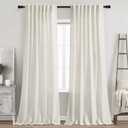 Cream Natural Linen Curtains 90 Inch Length 2 Panels Set for Living Room Rod Pocket Back Tab Pleated Window Curtain Drapes Neutral Rustic Farmhouse Decor Ivory Dining Room Curtain 90 inches Long, 52"W x 90"L