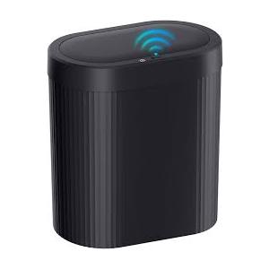 Jinligogo 5 Gallon Bathroom Trash Can with Lid, Automatic Motion Sensor Black Trash Can, Touchless Slim Waterproof Garbage Bin for Kitchen, Bedroom, Office, and Bathroom