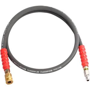 Pressure Washer Whip Hose 5FT, 3/8'' Reel Connector for Power Washer, 248F Hot Water Jumper with 3/8'' Quick Connect Adapter Set, Steel-Braided-4800 PSI