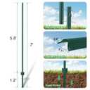 Green Metal Fence Post, Splicing 7 feet, T Post for Garden Fence, 8-Pack | No Dig Metal Stakes with Hooks for Chicken Wire Mesh Fencing, Welded Wire Fence, Steel Poles for Plant Temporary Netting