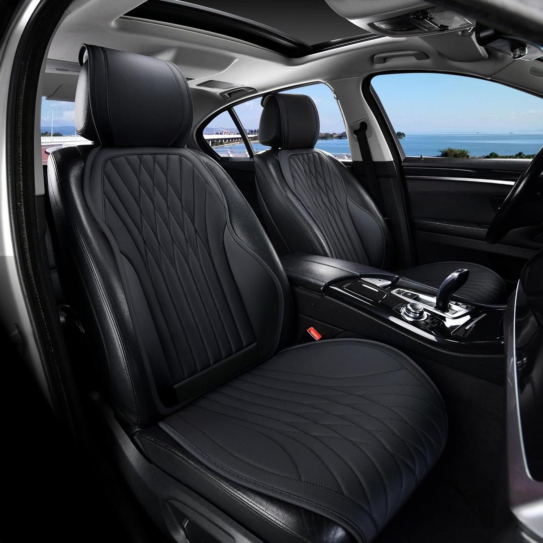 BWTJF Car Seat Covers, Front and Rear Seat Protector for Cars Waterproof Non-Slip, Leather Seat Protector Universal Fit for Suvs,Vans,Trucks (Black, Full Set)