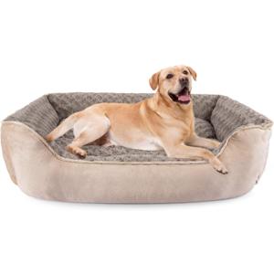 JOEJOY Rectangle Dog Bed for Large Medium Small Dogs - Washable Orthopedic Sofa Bed, Soft Breathable Puppy & Pet Cuddler, Durable Calming Dog Bed with Anti-Slip Bottom, Multiple Sizes, Beige (XL(35"x 25"x 10")
