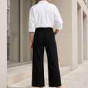 MOHHOM Womenâ€™s High Waisted Wide Leg Cropped Pants Stretchy Business Casual Work Pants with Pockets(Black,Small)
