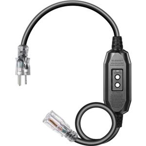 DEWENWILS 3Ft Automatic GFCI Extension Cord Outdoor, 12/3 SJTW Heavy Duty Extension Cord, Power Cord with LED Lighted 3 Prong Plug, 15A/125V/1875W, Black, UL Listed