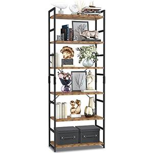 Amazon.com: NUMENN 6 Tier Bookshelf, Tall Bookcase Shelf Storage Organizer, Modern Book Shelf for Bedroom, Living Room and Home Office, Vintage : Home & Kitchen