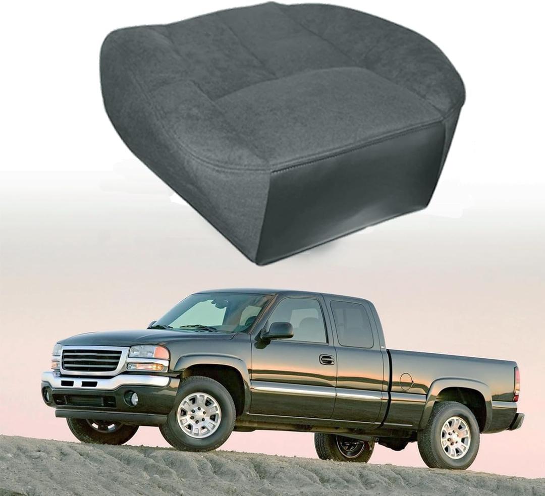 Automotive Replacement Seat Cover Driver Side Bottom Cloth Seat Cover for 2003-2007 GMC Sierra 1500 2500 3500 1500HD 2500HD SLE SLT Charcoal Gray