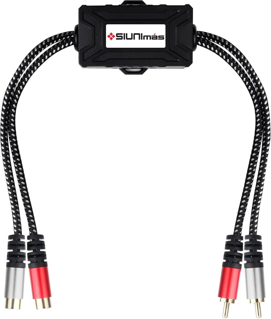 Pro RCA 2 Channels Ground Loop Isolator Hotswap Design with Nylon Braided Cord Car and Home Theater Using Noise Filter with Durable ABS Box (SIM-2CH-RCA01A)