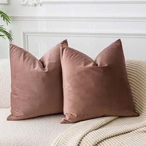JUSPURBET Throw Pillow Covers Set of 2 Decorative Velvet Pillow Covers for Couch Sofa Bed Soft Cushion Covers Cases with Invisible Zipper for Living Room Home Decor 16x16 inch, Jam