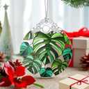 Monstera Plant Ornament  Christmas Decoration & Christmas Ornament; Stained Glass Holiday Decoration (Holiday Present, Bauble Present, Gift Idea, Gift Exchange) | Heirloom Keepsakes