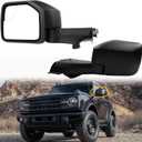 Dasbecan Driver Side Mirror Compatible With 2021-2024 Ford Bronco Left Mirror w/Temp sensor/Power Heated/Manual Folding/Blind Spot Glass/Black Texture Cover (7pins)
