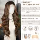 SAPPHIREWIGS Long Brown Wavy Wig for Women 134 Highlight Brown Glueless Synthetic Curly Wigs Invisible Knots for Daily Cosplay Use 26 Inch