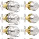 5 Pack Front Door Lock Set, Keyed Alike Exterior Door Lock Set with Deadbolt, Single Cylinder Deadbolt Lock and Entry Door Knob Set,Round Ball Brushed Nickel Door Knobs with Lock and Keys