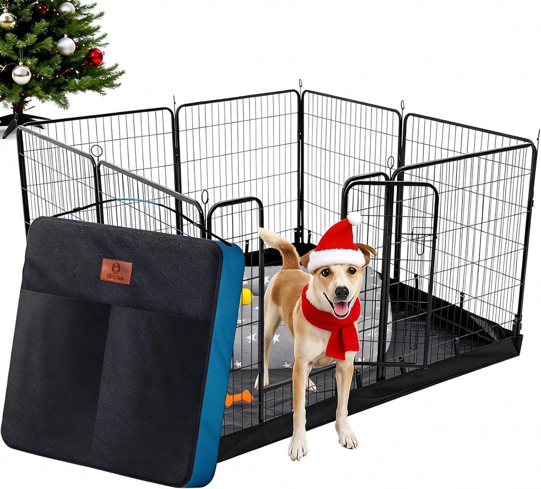 PJYuCien Dog Playpen Plus Storage Bag, 31.3" H 8 Panels Puppy Pen with Square Bottom, Heavy Duty Dog Fence for Puppies/Small Dogs