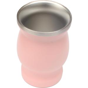 Beruth Bombilla Yerba Mate Gourd, 8oz Stainless Steel Tea Cup Coffee Mug Heat Insulation Anti Scalding （Peachy Pink）