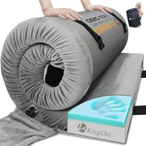 KingChii CertiPUR-US Memory Foam Camping Mattress, Portable Roll Up Travel Car Camping Mattress Sleeping Pad & Floor Mattress, Cot Mattress Guest Bed for Sleepover with Waterproof Cover & Travel Bag (75*38*3*Inch/Twins)