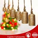 AKATVA Large Christmas Bells for Decoration  Cow Bells for Rustic Christmas Decor  Gold Bells for Christmas Decorations  Vintage Christmas Decor  Rustic Bells on Rope  Set of 6 Pieces